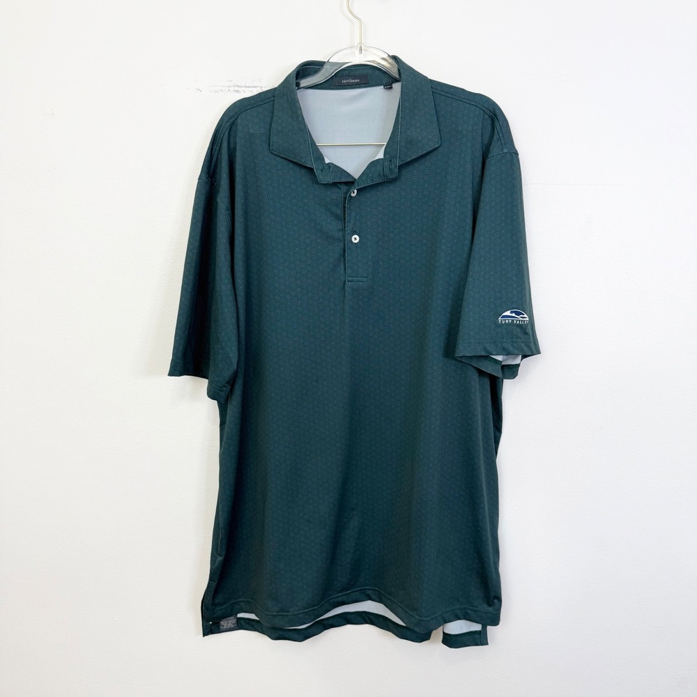 Turtleson Turf Valley Golf Polo Men's XL Green Geometric Performance Shirt